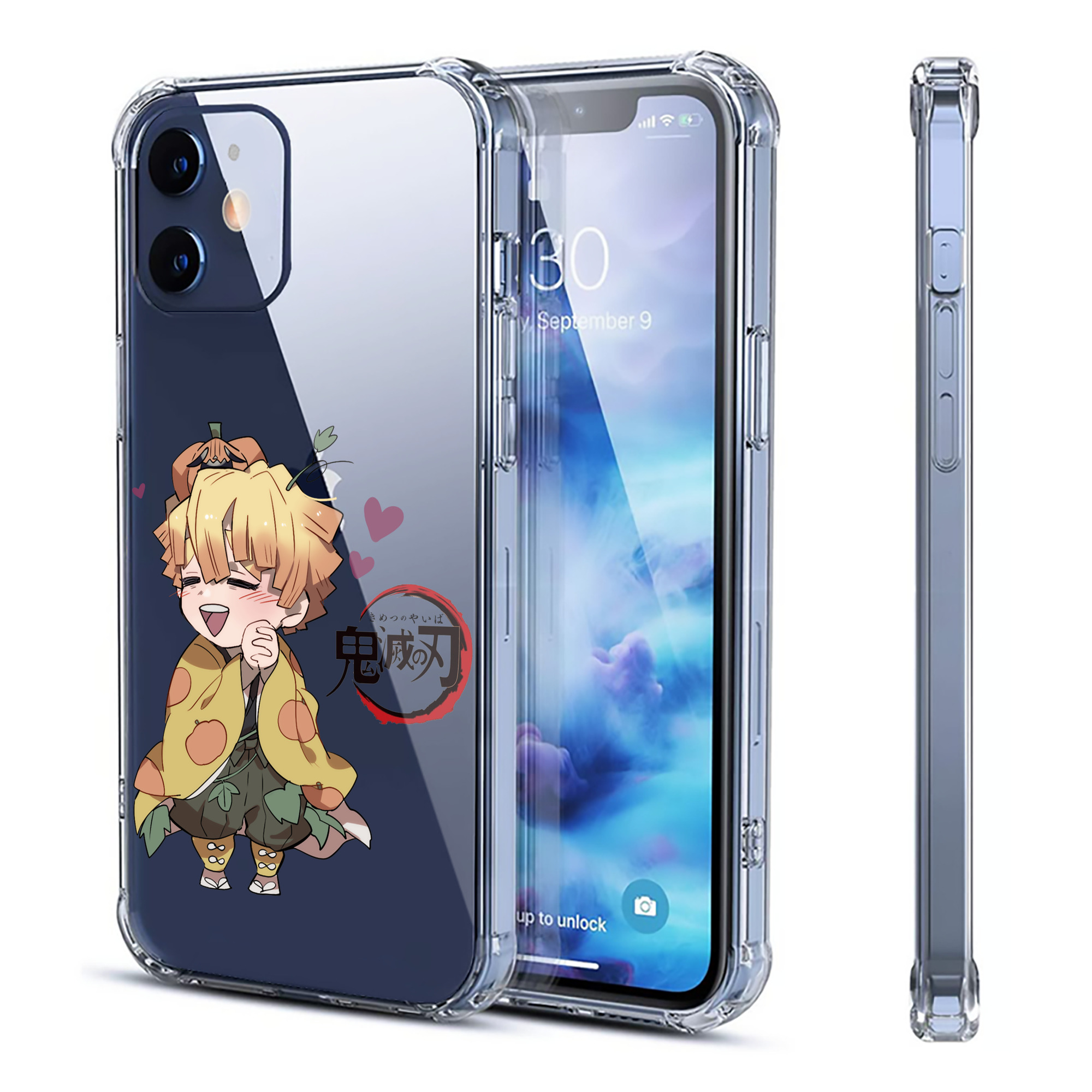 （画像用） 鬼滅の刃（きめつのやいば）我妻 善逸／あがつま ぜんいつ Agatsuma Zenitsu 【iPhone 12シリーズ対応】透明スマホケース（クリアソフトケース）